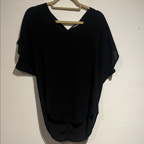 Bundle of Two Lush Black Tops Loose Fitting V-Neck Blouses - Picture 3 of 11